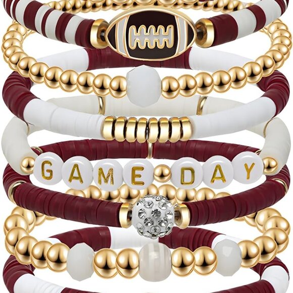 Comfortable Beaded Football Bracelet: Cherished Gift for Moms, Dads, Alumni - Picture 1 of 4